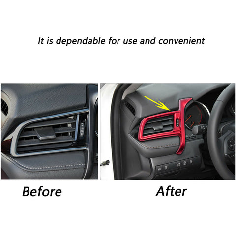 for Toyota Camry 2018-2019 Dashboard Left Side Air Vent AC Outlet Cover Frame Trim, Red Car Interior Decoration