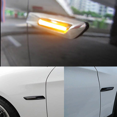 Amber LED Side Marker Light Lamp Assembly for BMW 1 3 5 Series F30 E81, Smoked/ Chrome Silver Housing
