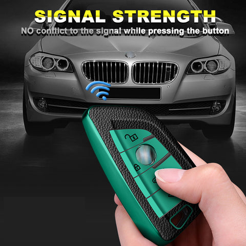 TPU Leather Green Remote Entry Key Fob Shell Case Cover For BMW 2 3 5 6 7 Series