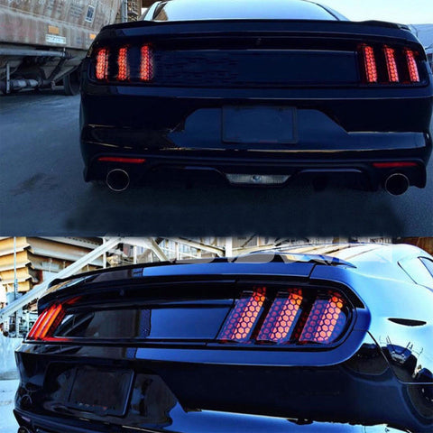 2pcs PVC Exterior Tail Brake Light Lamp Cover Honeycomb Sticker Universal for Cars 18.8'' x 11.8'' (Carbon Fiber Style)