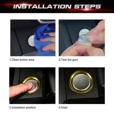Aluminum Keyless Start Engine Stop Push Button Surrounding Ring Decoration Cover Trim Compatible with Audi A4 A5 A6 A7 Q5, etc (Gold)