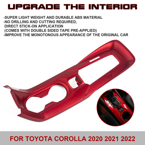Sporty Style Red Center Gear Shift Frame Cover Trim For Toyota Corolla 2020-2022