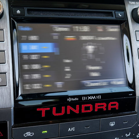 Red / White Dashboard Radio Letter Insert Overlay Vinyl Decal Sticker for Toyota Tundra 2014-2019