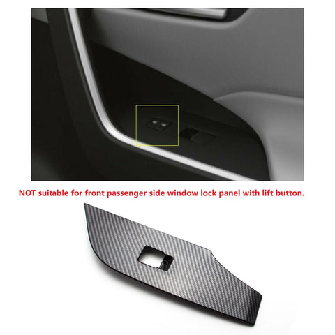 4pcs Door Window Lock Panel Switch Bezel Cover Driver Passenger Side for Toyota RAV4 2019-2024, Carbon Fiber Pattern Window Lift Switch Panel Cover Trim