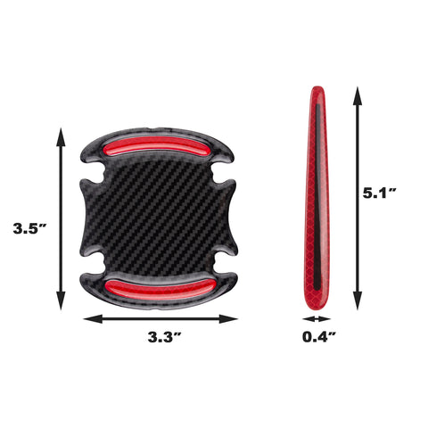 8pcs 3D Carbon Fiber Pattern Night Reflective Safety Warning Door Handle Protective Paint Guard Sticker Anti-Scratch Anti-Collision Decal Compatible with Most Cars Trucks SUV