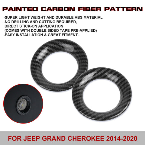 2Pcs Carbon Fiber Style Tailgate Reading Light Ring For Grand Cherokee 2011-2020