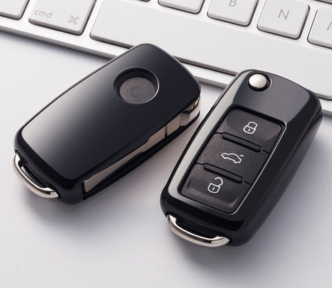 For Volkswagen Key Fob Cover, Soft TPU Key Holder Case Car Key Protector for VW Tiguan Touran Passat LaVida Sagitar Jetta Skoda Golf Polo Santana, Black