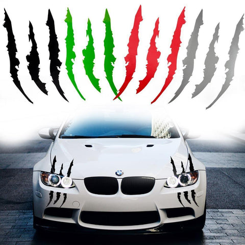 12 inch Vinyl Headlight Taillight Claw Scar Scratch Decal Monster Stripe Decor Sticker Black/ Green/ Red/ Silver