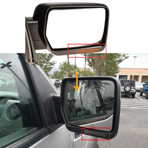 2x Smoked/ Clear Lens LED Turn Signal Light Side Marker View Mirror Indicator Lamp for Ford F-150 2004-2014 - Chrome housing
