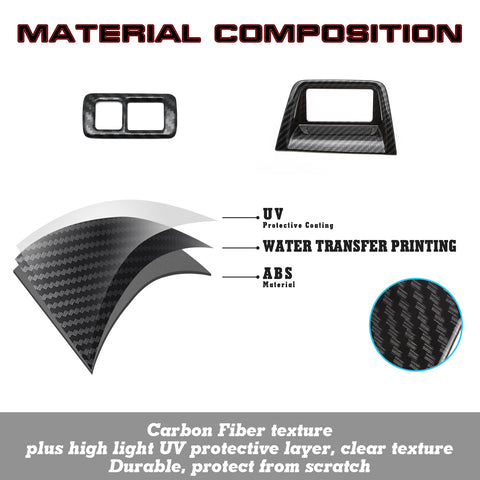 Console Control Function Button Panel & Fog Light Adjust Switch Button Cover Trim, Carbon Fiber Pattern, Compatible with Honda Accord 10th Gen 2018-2022