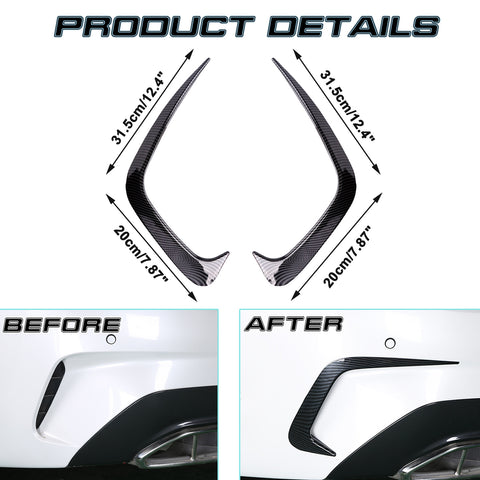 2pcs Exterior Rear Bumper Spoiler Lower Side Air Vent Frame Cover Trim For BMW 3 series G20 2019-2021, Style A-Carbon Fiber Black