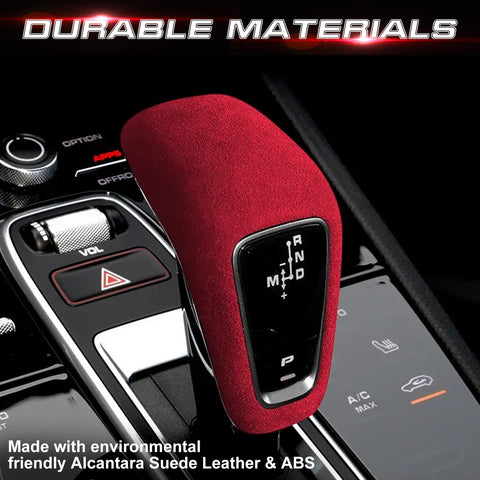 Red Alcantara Suede ABS Gear Shift Knob Cover Trim For Porsche Cayenne 2018-21