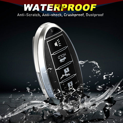 Smart Key Fob Cover Case Holder Soft TPU Full Cover Protection For Nissan Altima Maxima Murano Sentra Versa Pathfinder Armada 4 Button Keyless Entry Remote, Black