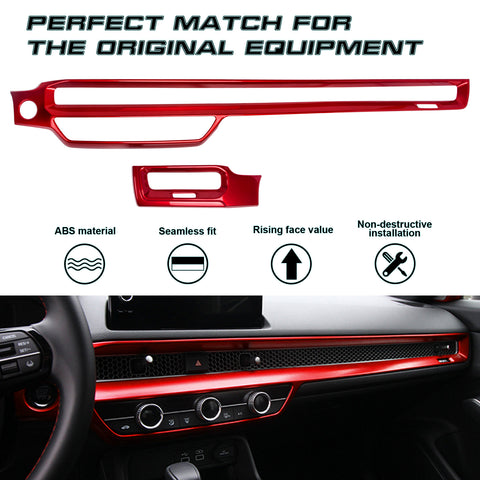 Red Sporty Race Style Center Air Vent Outlet Frame Trim For Civic 11th Gen 2022