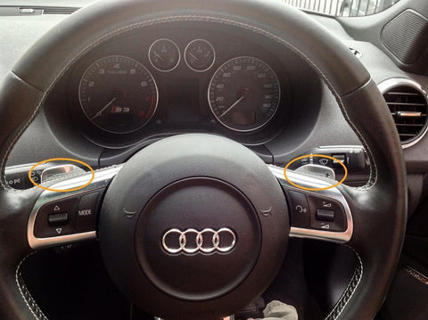 Black/ Red Real Carbon Fiber Steering Wheel Shifter Gear Paddle DSG Extensions For Audi A4L A6L