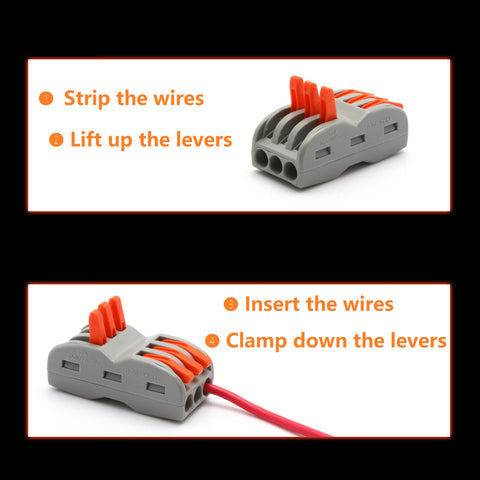 10pcs Lever Nut Wire Connector Compact Splice Wiring Connector Lever-Nut 3 Conductor for 3 Circuit Inline 28-12 AWG