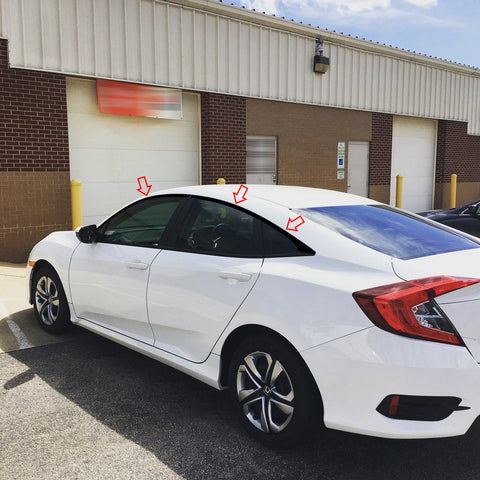 6pcs for Honda Civic 10th 2016-2018 Window Edge Pre-cut Vinyl Sticker Trim, Matte Black Car Window Frame Wrap Overlay Decal, Window Side Sticker Molding