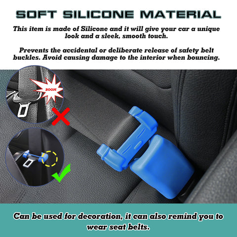 2X Blue Anti-Scratch Car Seat Belt Buckle Clip Protector Safety Cover Universal