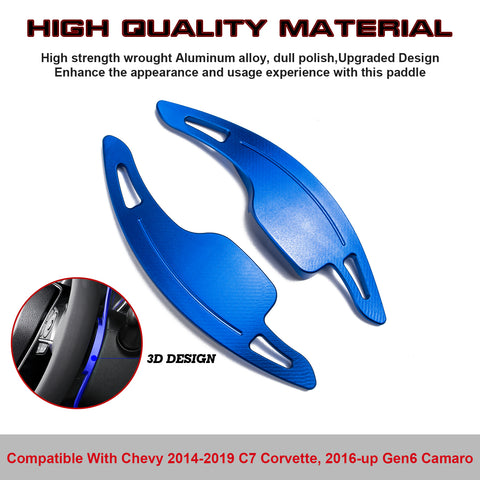Blue Alloy Steering Wheel Extension Paddle Shifter For Chevrolet Corvette Camaro