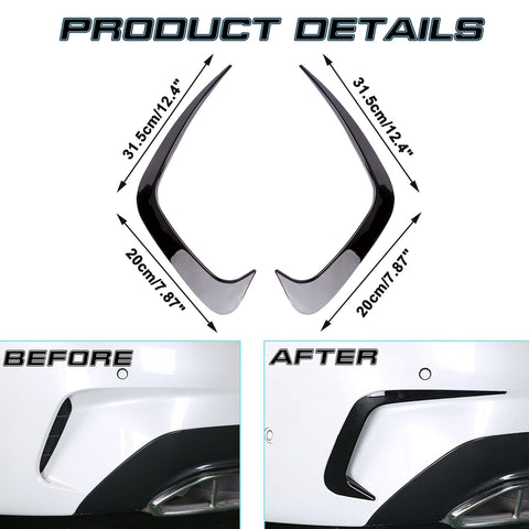 2pcs Exterior Rear Bumper Spoiler Lower Side Air Vent Frame Cover Trim For BMW 3 series G20 2019-2021, Style A-Glossy Black