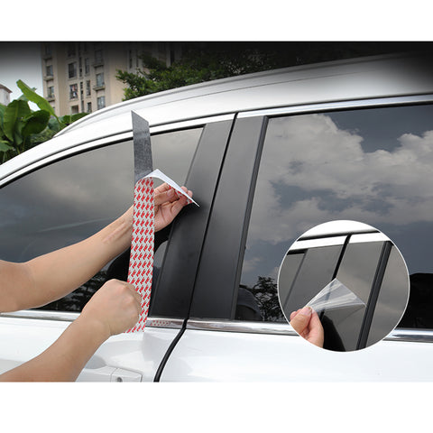 6pcs Glossy Black Car Door Window Pillar Post Cover Trim Molding Kit for Honda Accord 2003-2007