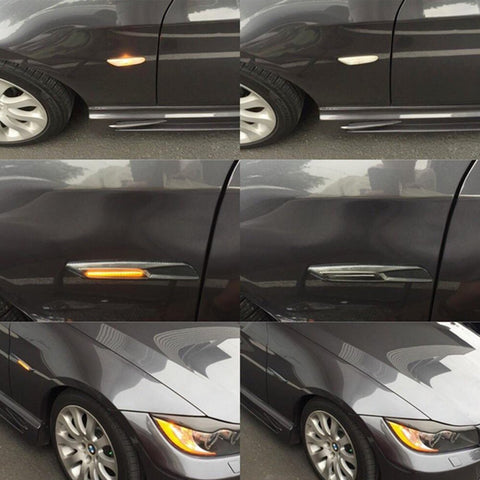 Amber LED Side Marker Light Lamp Assembly for BMW 1 3 5 Series F30 E81, Smoked/ Chrome Silver Housing