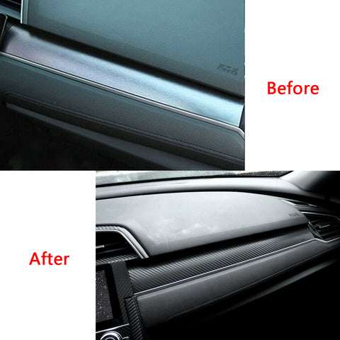 Carbon Fiber Style Center Dashboard Console Panel Vinyl Decal Trim Sticker Molding for Honda Civic 2016 2017 2018 2019 2020