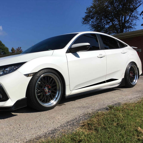 Car Side Skirt Stripe Vinyl Sticker Lower Door Panel Decal Molding Trim for Honda Civic 2016-2021, Black/Red