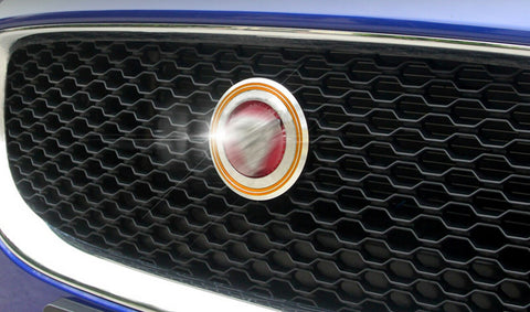 Round Printed Jaguar Logo Black Leather Key Ring XF XJ XE F-TYPE XKR F-PACE XK