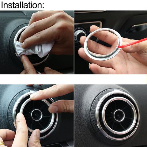 4pcs Chrome Car Auto AC Vent Outlet Decoration Ring Cover Trim for Audi A3 NEW