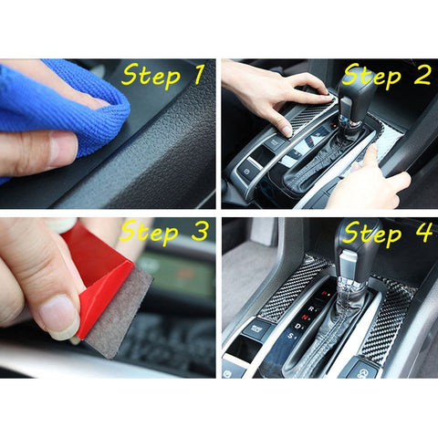 1 piece 3D Real Carbon Fiber Shift Gear Panel Knob Cover Trim Sticker Fit for Honda Civic 2016 2017