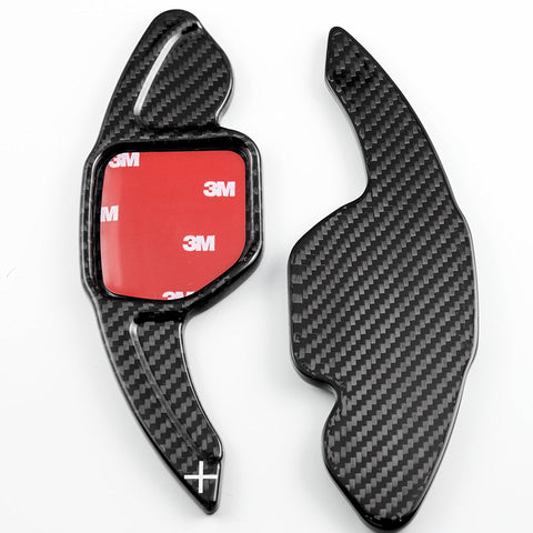 Black/ Red Real Carbon Fiber Steering Wheel Shifter Gear Paddle DSG Extensions For Audi A4L A6L