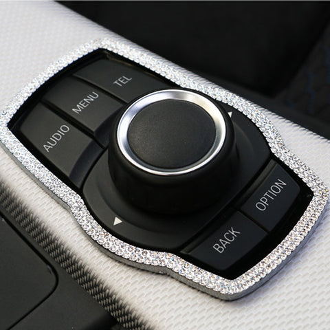 1 Piece Perfect Fit 3D Rhinestone Diamond Interior Multi-media Button Cover Decoration Trim for BMW 1 3 4 5 7 Series X1 X3 X4 X5 X6