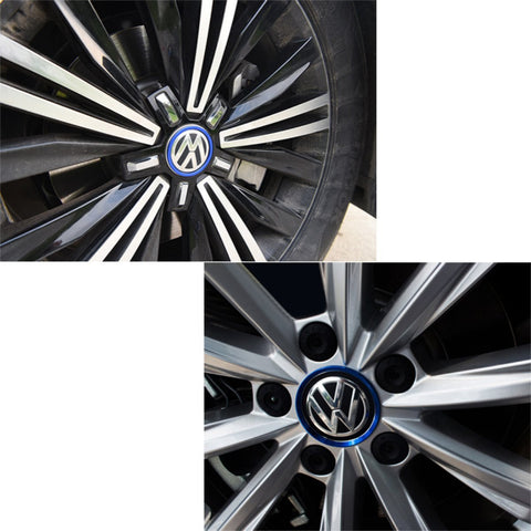 4 Pieces Blue / Red Pack Car Wheel Center Cap Hub Rings Alloy Decoration For VW Volkswagen Caddy EOS Golf Jetta Passat CC Phaeton Scirocco Sharan Tiguan Touran Transporter