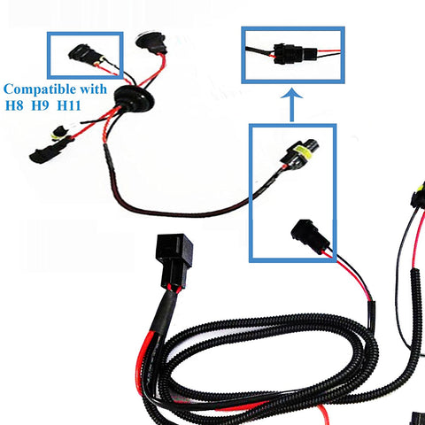 1 set H1 H3 H7 H11 9005 9006 HB4 HID Conversion Kit Relay Wire Harness Adapter Wiring