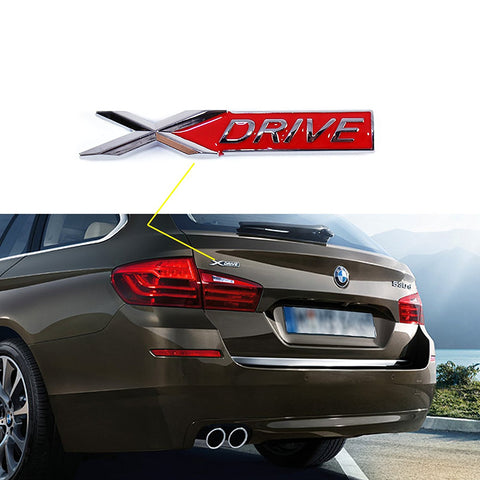 1x Red/Black X Drive Car Trunk Lid Fender Body Emblem Sticker For BMW X1 X3 X5 X6 (Black/Red)