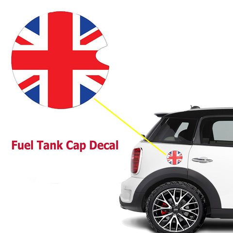 Vinyl Sticker Decal For Mini Cooper Gas Cap Cover Black/White Checkered Union Jack UK Flag