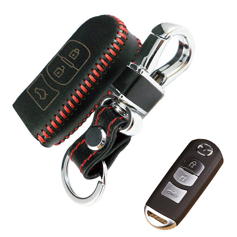 Genuine Leather Carbon Fiber Pattern Key Folding Fob Key Cover Audi Volkswagen Mazda Mercedes-Benz Nissan/Infiniti Kia/Hyundai