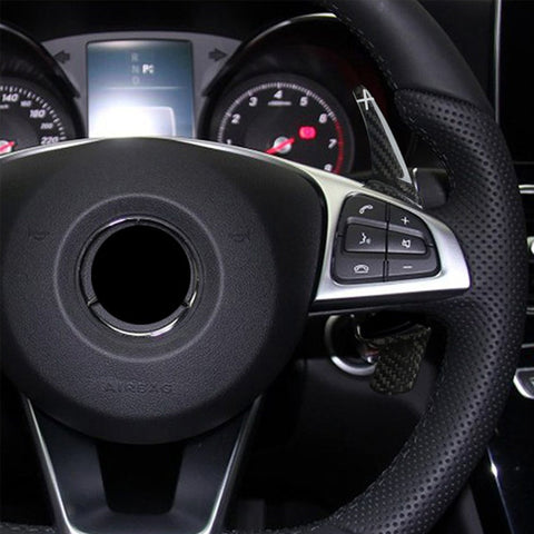 One Set Real Pure Carbon Fiber 3D Steering Wheel DSG Paddle Shifter Extension Direct Fit 2015-up Mercedes Benz C E CLA GLA GLC W205 W213 X205 W117 X156