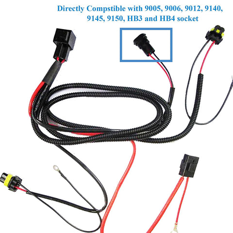 1 set H1 H3 H7 H11 9005 9006 HB4 HID Conversion Kit Relay Wire Harness Adapter Wiring