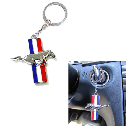 Mustang Chrome Finish Silver Running Horse Keychain Key Chain Ford Mustang
