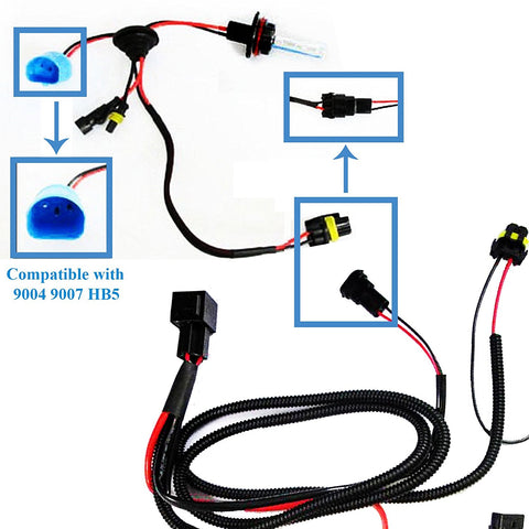 1 set H1 H3 H7 H11 9005 9006 HB4 HID Conversion Kit Relay Wire Harness Adapter Wiring