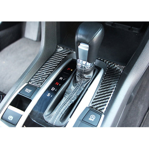 1 piece 3D Real Carbon Fiber Shift Gear Panel Knob Cover Trim Sticker Fit for Honda Civic 2016 2017