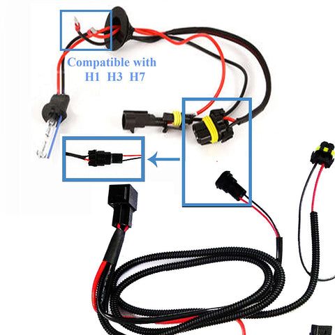 1 set H1 H3 H7 H11 9005 9006 HB4 HID Conversion Kit Relay Wire Harness Adapter Wiring