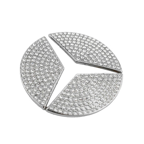 Steering Wheel Center Logo Diamond Emblem Sticker Decoration Direct Fit Mercedes Benz (44mm/49mm)
