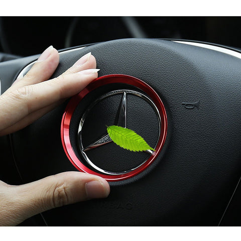 Glossy Car Steering Wheel Center Logo Ring Trim For Mercedes Benz B C GLK