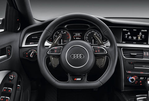 Black/ Red Real Carbon Fiber Steering Wheel Shifter Gear Paddle DSG Extensions For Audi A4L A6L