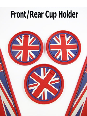 7pcs / 4pcs Union Jack UK Flag Cup Holders Coasters and Side Door Mats SET For MINI Cooper