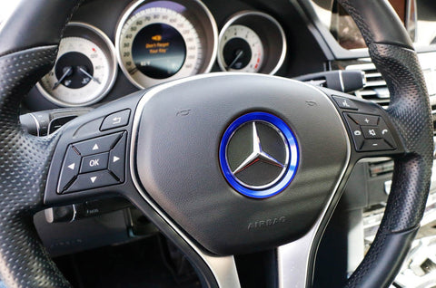 Glossy Car Steering Wheel Center Logo Ring Trim For Mercedes Benz B C GLK
