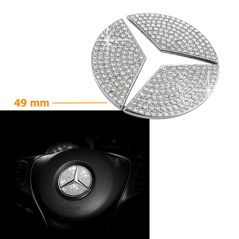 Steering Wheel Center Logo Diamond Emblem Sticker Decoration Direct Fit Mercedes Benz (44mm/49mm)